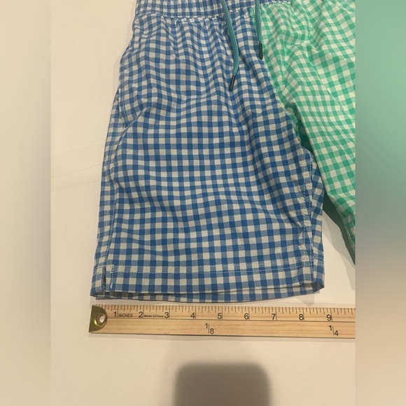 Crewcuts Swim Trunks Boys 12 Lined Gingham Green Blue Beach Ocean - Picture 12 of 12
